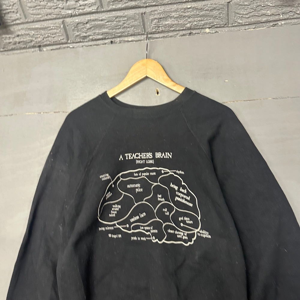 Discus Athletic A Teachers Brain Sweatshirt XL‎ Black Graphic Print Raglan
